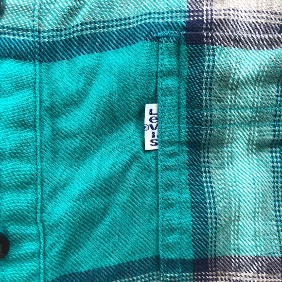 Levi's Mens Shirt Large Long Sleeve Plaid Button Up Classic Green Casual Y2K - Picture 10 of 16